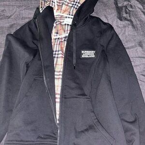 Burberry black zip up hoodie medium